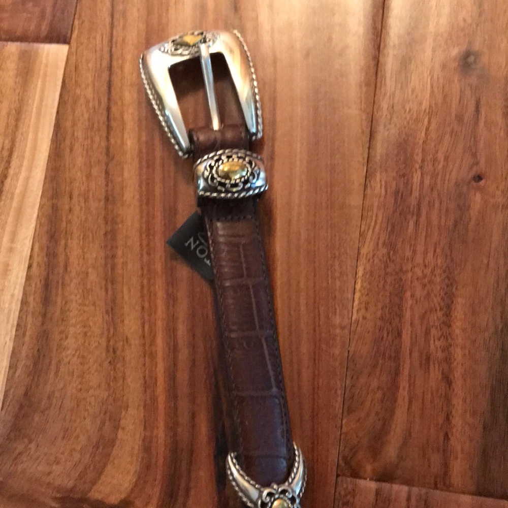 BRIGHTON brown rhinestone studded belt, size XL/36